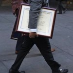 A lawyer leaving Dewey & LeBoeuf's New York offices for the last time